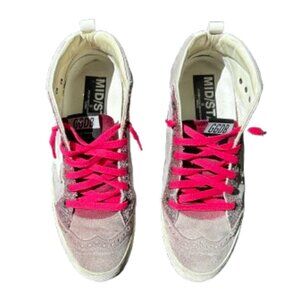 Golden Goose Women's Mid-star pink suede & glitter, Size 11